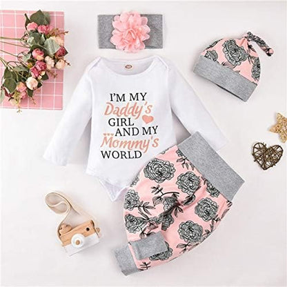 Newborn Infant Baby Girl Clothes Fall Winter Outfits Infant Romper Pants Cute Baby Girls Clothes