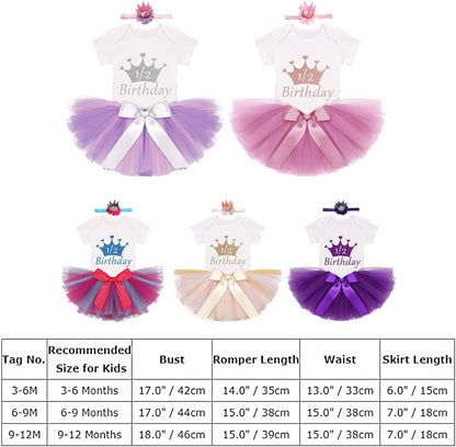 Birthday Outfit Girls Baby Strawberry Heart One Romper + Ruffle Tulle Skirt + Sequins Crown Headband 3PCS Clothes Set